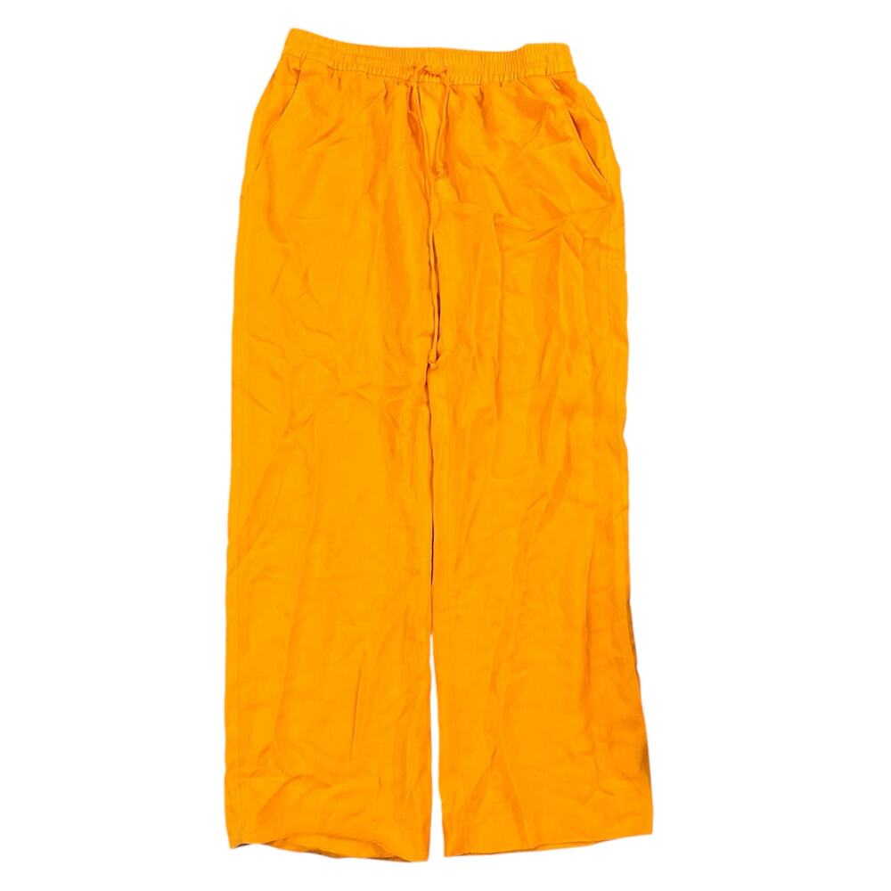 Zara Wide Leg Pants Womens Large High Rise Orange Dopamine Maximalist Vibrant